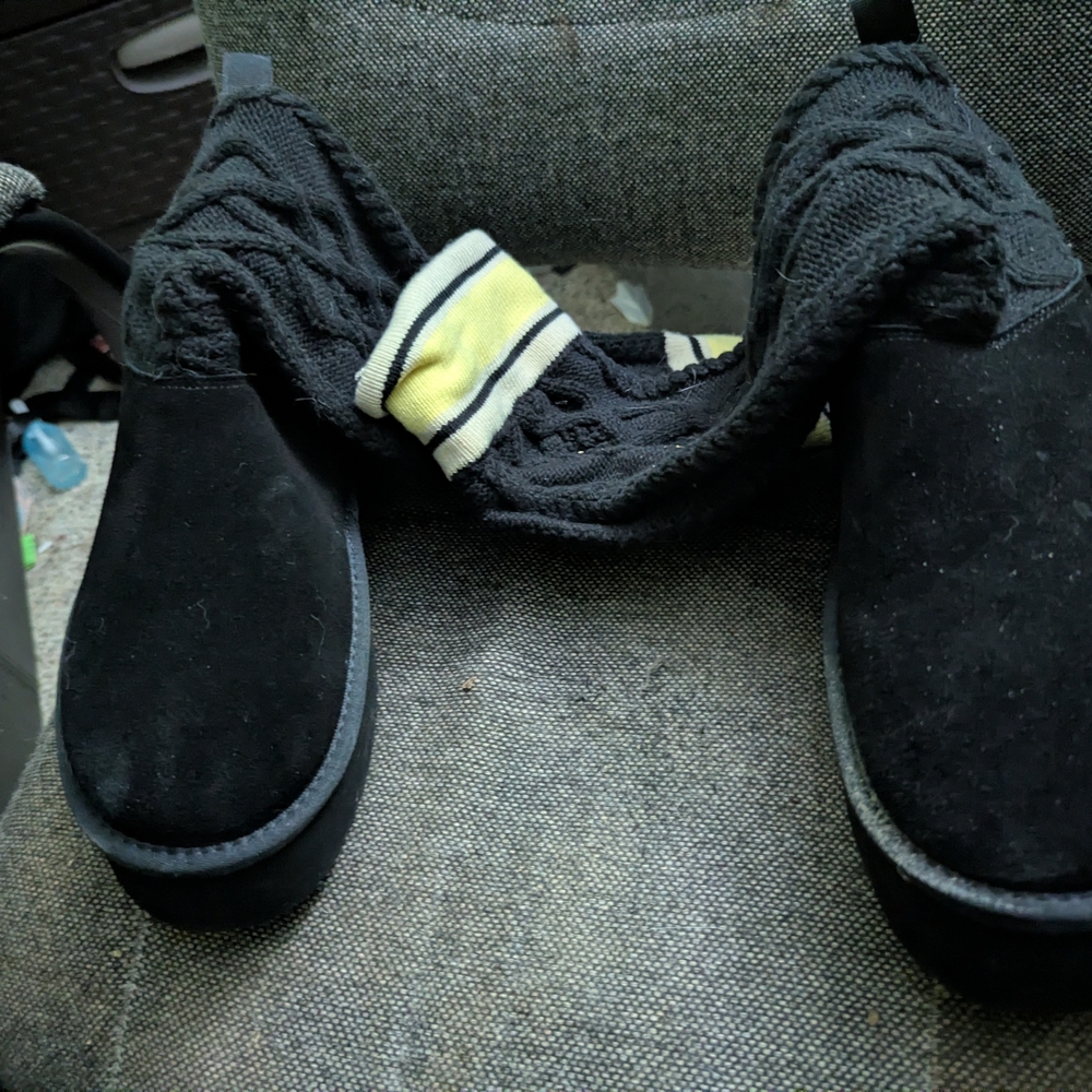 Black Suede Slip-On Boots